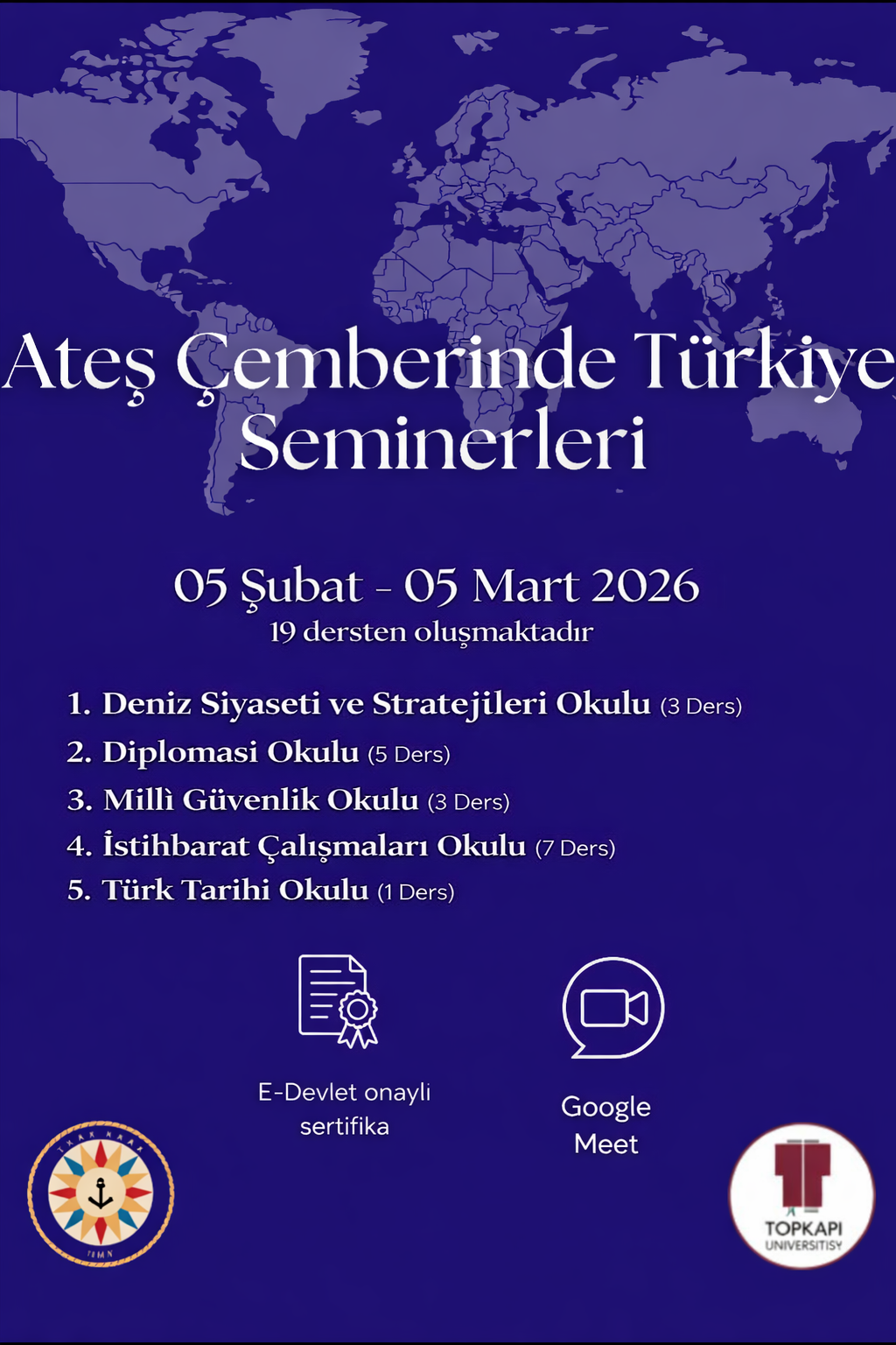Mavi Vatan Akademisi Ateş Çemberinde Türkiye Seminerleri - 19 DERS - 19 UZMAN (5 Şubat -5 Mart 2026)